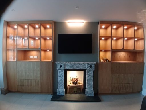 Oak veneer cabinets with LED lighting Oak veneer cabinets with LED lighting
