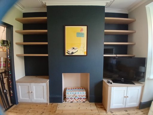 Shaker cupboards and floating shelves Shaker cupboards and floating shelves